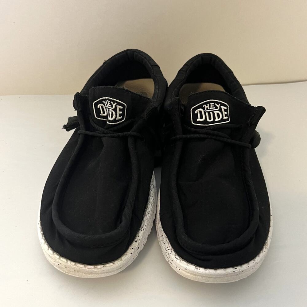 Hey Dude Wally Slub Canvas Mens Shoes Size 9 Black Lightweight Casual